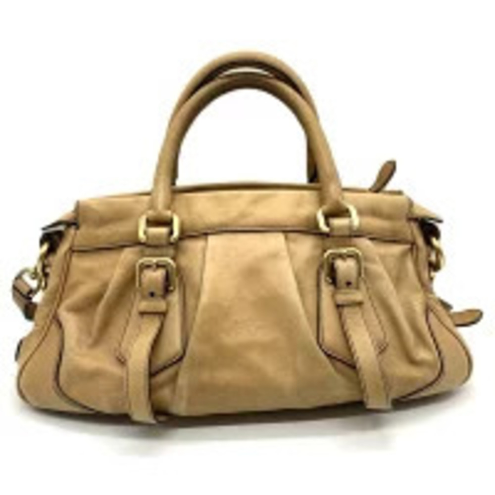 Prada Camel leather shoulder bag handbag Brown Tan